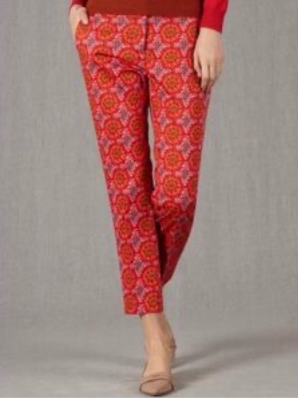Boden Red Floral-Pattern trousers